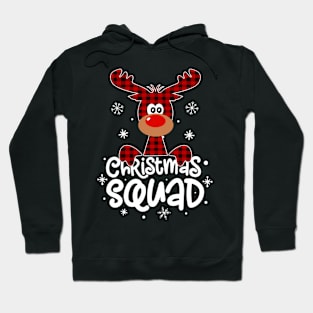 Christmas Squad Buffalo Plaid Reindeer Family Matching Pajamas Hoodie